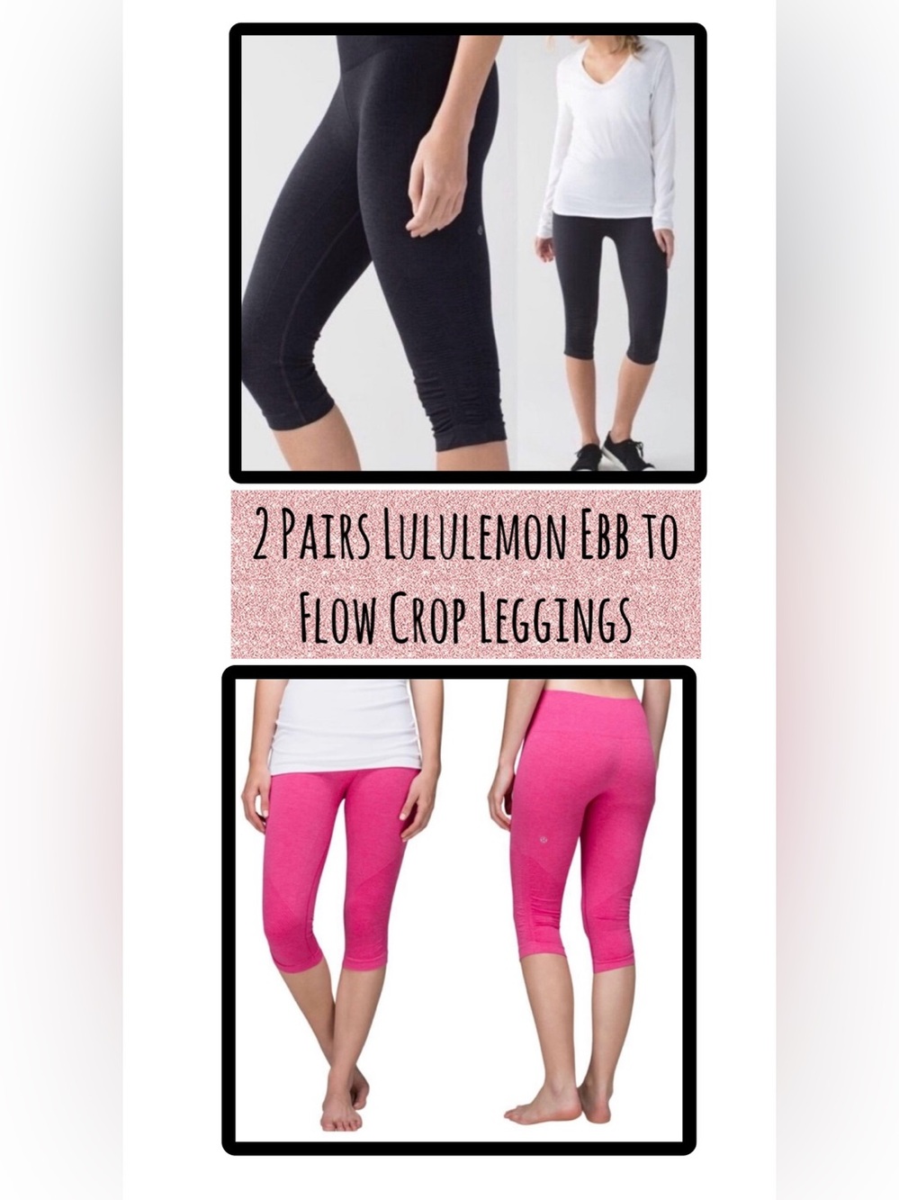 Lululemon Ebb to Flow Crop Leggings Duo - Black & Bright Pink